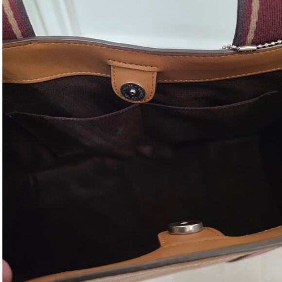 Coach Smith Tote Bag - Tan and Crimson - Picture 6 of 12